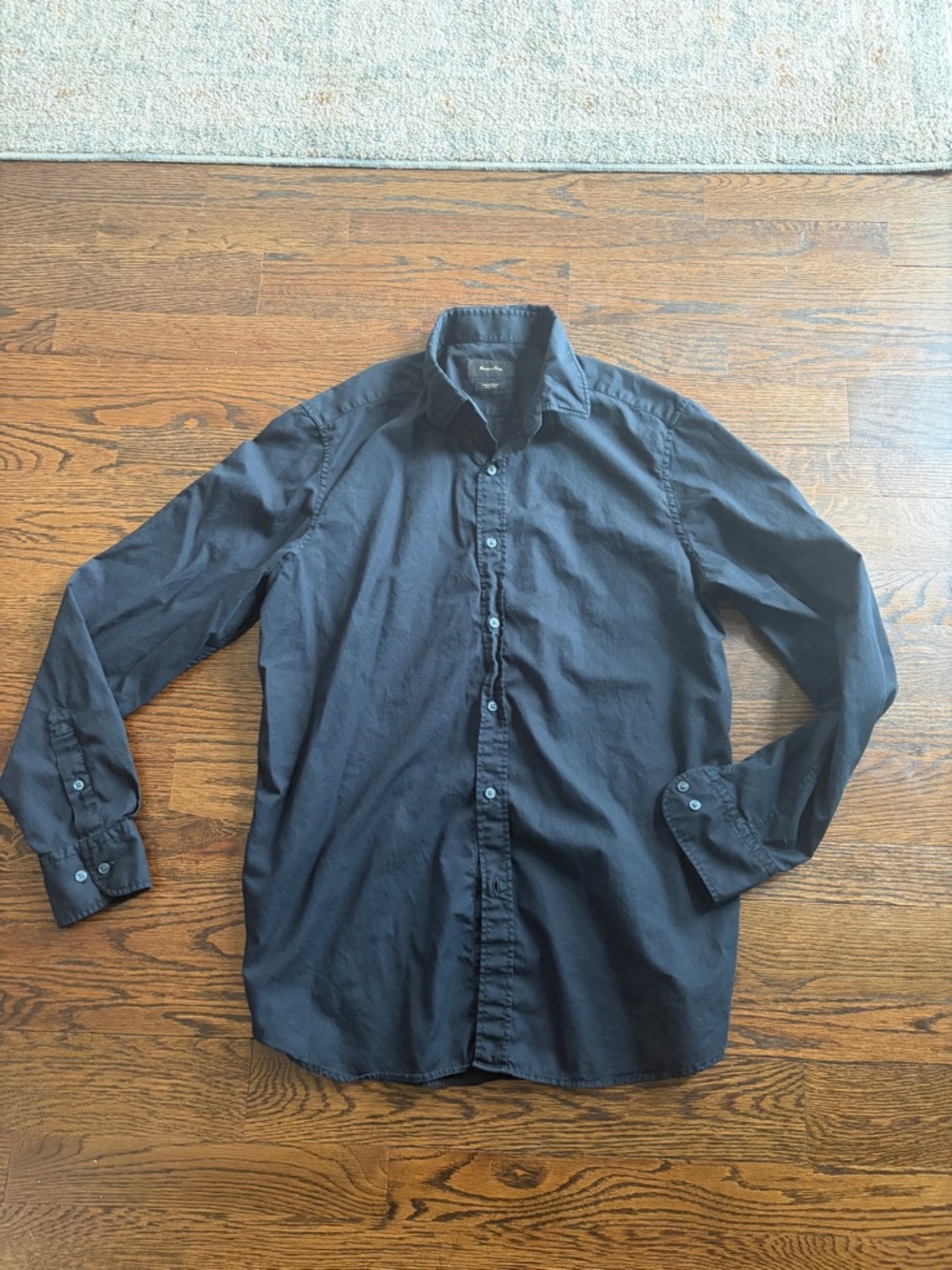Massimo Dutti Black Long-Sleeve Button-Down Shirt
